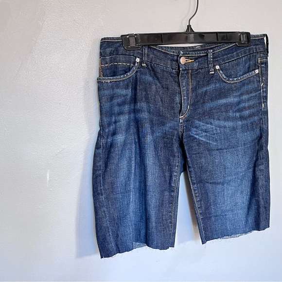 Banana Republic Denim Bermuda Raw Cut Hem Shorts Blue Small Medium 6 - Picture 2 of 12